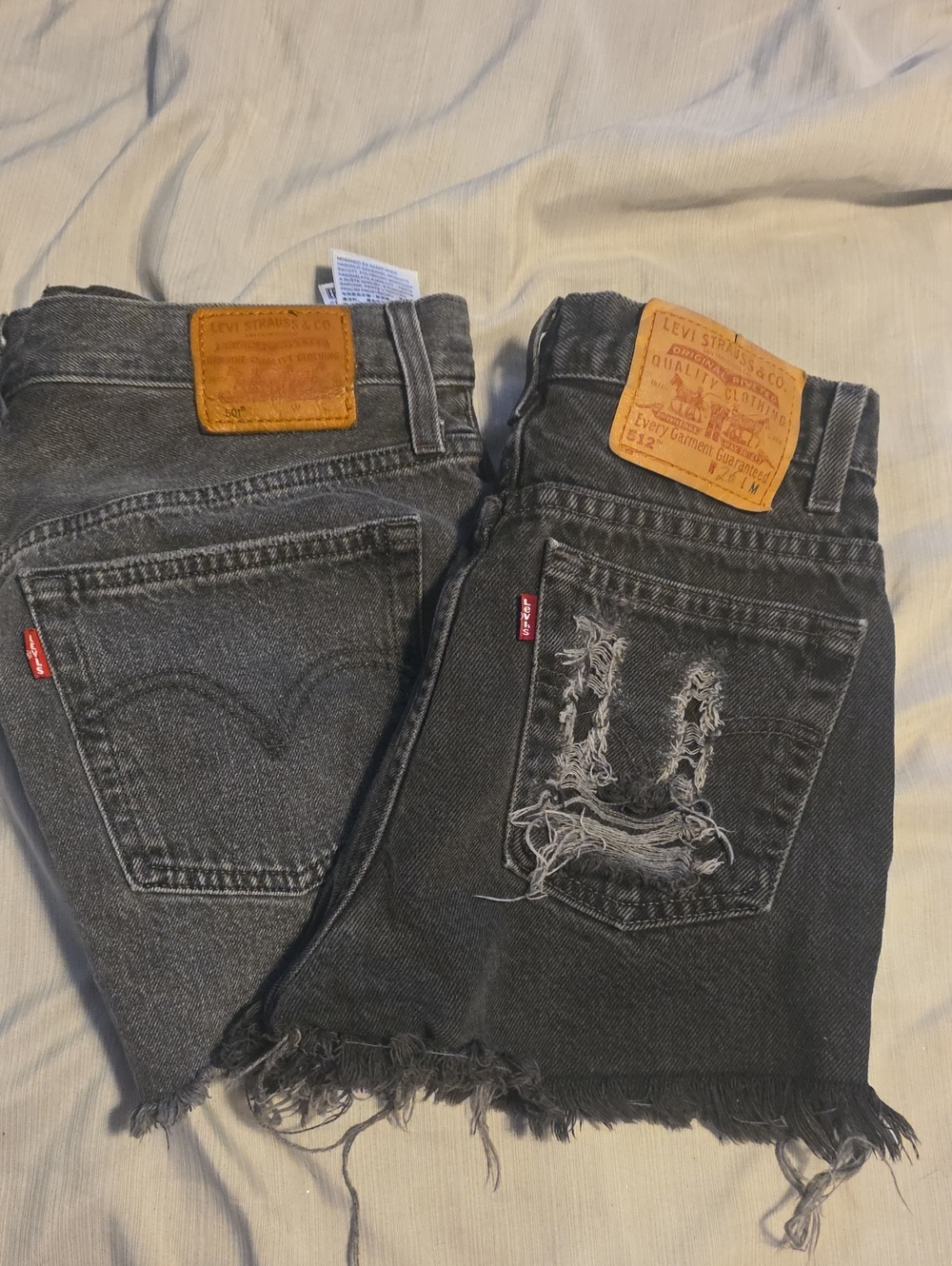 Levi's Black Distressed Womans Denim Shorts with Frayed Hem